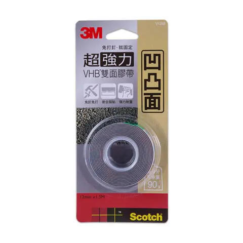 3M Scotch 超強力雙面膠12mm V1203-凹凸面用